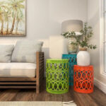 Multi Colored Metal Indoor Outdoor Nesting Accent Table with Carved Design Collection (Set of 3) - S/3 23, 19, 15H - Image 12