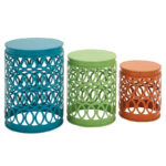 Multi Colored Metal Indoor Outdoor Nesting Accent Table with Carved Design Collection (Set of 3) - S/3 23, 19, 15H - Image 14