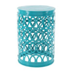 Multi Colored Metal Indoor Outdoor Nesting Accent Table with Carved Design Collection (Set of 3) - S/3 23, 19, 15H - Image 15