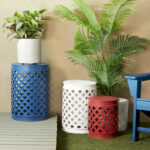 Multi Colored Metal Indoor Outdoor Nesting Accent Table with Carved Design Collection (Set of 3) - S/3 23, 19, 15H - Image 29