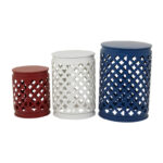 Multi Colored Metal Indoor Outdoor Nesting Accent Table with Carved Design Collection (Set of 3) - S/3 23, 19, 15H - Image 34