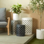 Multi Colored Metal Indoor Outdoor Nesting Accent Table with Carved Design Collection (Set of 3) - S/3 23, 19, 15H - Image 36