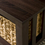 40-Inch Mission Style Coffee Table with Wicker Storage Baskets - Image 6