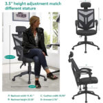 Adjustable Office Chair with Headrest Ergonomic Desk Chair High Back Mesh Office Chairs with Lumbar Support with Wheels - Image 2