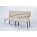French Tufted Upholstered Dining Banquette Bench (Light Sand Fabric) - Image 7