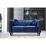 Calvin Classic Velvet Kittleson Nailhead Chesterfield Loveseat - Image 13