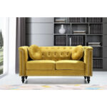 Calvin Classic Velvet Kittleson Nailhead Chesterfield Loveseat - Image 15