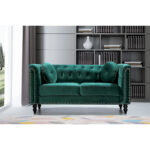 Calvin Classic Velvet Kittleson Nailhead Chesterfield Loveseat - Image 16