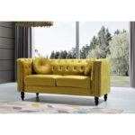 Calvin Classic Velvet Kittleson Nailhead Chesterfield Loveseat - Image 3