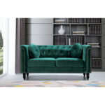 Calvin Classic Velvet Kittleson Nailhead Chesterfield Loveseat - Image 4