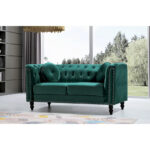 Calvin Classic Velvet Kittleson Nailhead Chesterfield Loveseat - Image 5