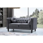 Calvin Classic Velvet Kittleson Nailhead Chesterfield Loveseat - Image 8