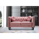 Calvin Classic Velvet Kittleson Nailhead Chesterfield Loveseat - Image 9