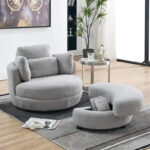 Circle Swivel Chair with Moon Storage Ottoman and 4 Pillows - Image 30