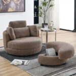Circle Swivel Chair with Moon Storage Ottoman and 4 Pillows - Image 33