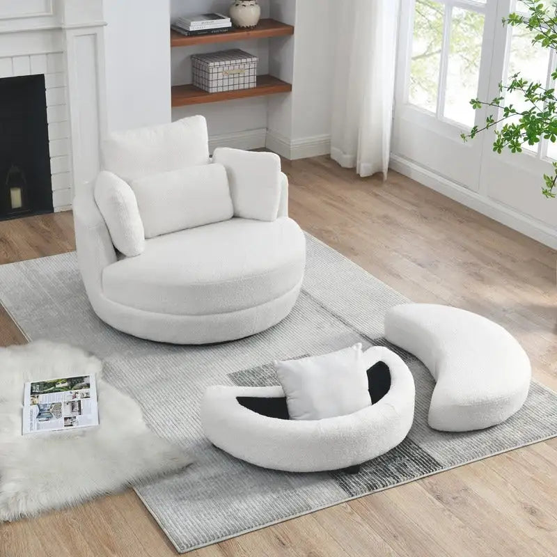 9258405593247_557623 Circle Swivel Chair with Moon Storage Ottoman and 4 Pillows - Image 1