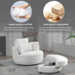 Circle Swivel Chair with Moon Storage Ottoman and 4 Pillows - Image 2