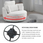 Circle Swivel Chair with Moon Storage Ottoman and 4 Pillows - Image 4
