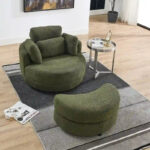 Circle Swivel Chair with Moon Storage Ottoman and 4 Pillows - Image 9