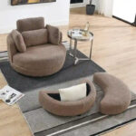 Circle Swivel Chair with Moon Storage Ottoman and 4 Pillows - Image 13