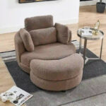 Circle Swivel Chair with Moon Storage Ottoman and 4 Pillows - Image 14