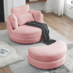 Circle Swivel Chair with Moon Storage Ottoman and 4 Pillows - Image 19