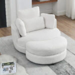Circle Swivel Chair with Moon Storage Ottoman and 4 Pillows - Image 26