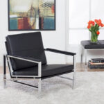 Regina Metal and Bonded Leather Mid Century Accent Chair - Image 9