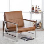 Regina Metal and Bonded Leather Mid Century Accent Chair - Image 23