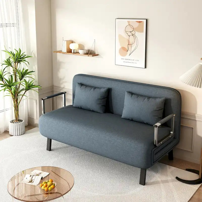 9258886889631_557552 Convertible Tri-Fold Sofa Bed with Adjustable Backrest & Pillow - Image 1