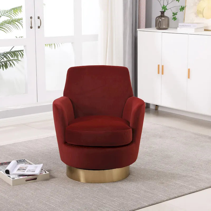 9259240063135_558453 Velvet Soft Fabric Swivel Barrel Chair - 28.3 x 29.3 x 32.7 - Image 1