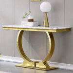 Modern Console Tables With Metal U Base and Gloss texture top - Image 2