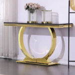 Modern Console Tables With Metal U Base and Gloss texture top - Image 3