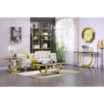 Modern Console Tables With Metal U Base and Gloss texture top - Image 4