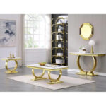 Modern Console Tables With Metal U Base and Gloss texture top - Image 9