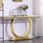 Modern Console Tables With Metal U Base and Gloss texture top - Image 10