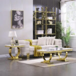 Modern Console Tables With Metal U Base and Gloss texture top - Image 13