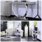 Modern Console Tables With Metal U Base and Gloss texture top - Image 16