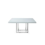 Square White Lacquer Tabletop with Medal Base