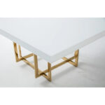 Square White Lacquer Tabletop with Medal Base - Image 4