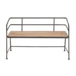 Metal Bench with Wood Seat - Black - . - 18Wx45Lx28H