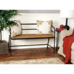 Metal Bench with Wood Seat - Black - . - 18Wx45Lx28H - Image 2