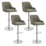 Adjustable Armless Swivel PU Leather Bar Stools Chrome Air Lift Counter Height Stools Set of 4 - Image 32