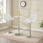 Adjustable Armless Swivel PU Leather Bar Stools Chrome Air Lift Counter Height Stools Set of 4 - Image 4
