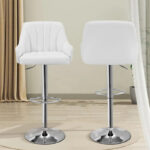 Adjustable Armless Swivel PU Leather Bar Stools Chrome Air Lift Counter Height Stools Set of 4 - Image 5
