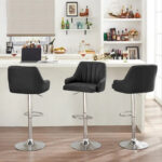 Adjustable Armless Swivel PU Leather Bar Stools Chrome Air Lift Counter Height Stools Set of 4 - Image 10