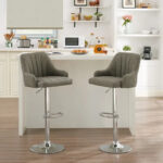 Adjustable Armless Swivel PU Leather Bar Stools Chrome Air Lift Counter Height Stools Set of 4 - Image 20