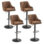 Adjustable Armless Swivel PU Leather Bar Stools Chrome Air Lift Counter Height Stools Set of 4 - Image 24