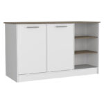 Ginger 59-inch Wide Kitchen Island with 3 Open Shelves and 2 Cabinets - Image 2
