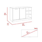 Ginger 59-inch Wide Kitchen Island with 3 Open Shelves and 2 Cabinets - Image 3